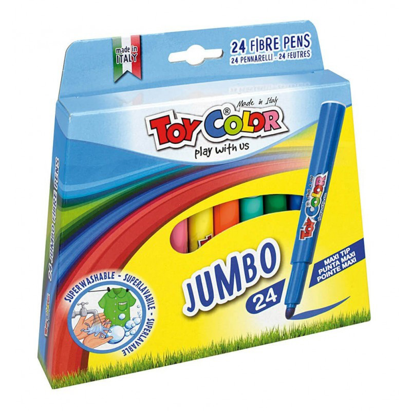 Μαρκαδόροι Ζωγραφικής 24 Χρωμάτων Χοντροί Toy Color jumbo (220.042PR) -  yuppietoys.gr