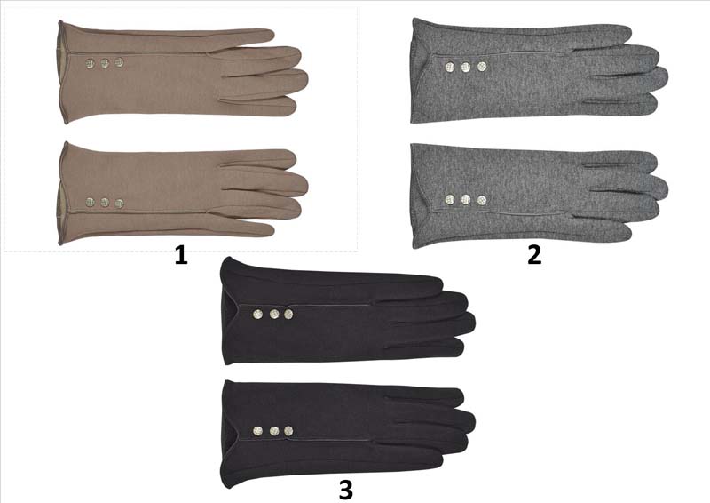 Γάντια Γυναικεία Χειμερινά Με Μεταλλικά Κουμπιά - 3 Χρώματα - 1 Σετ Stamion  (111877) - yuppietoys.gr