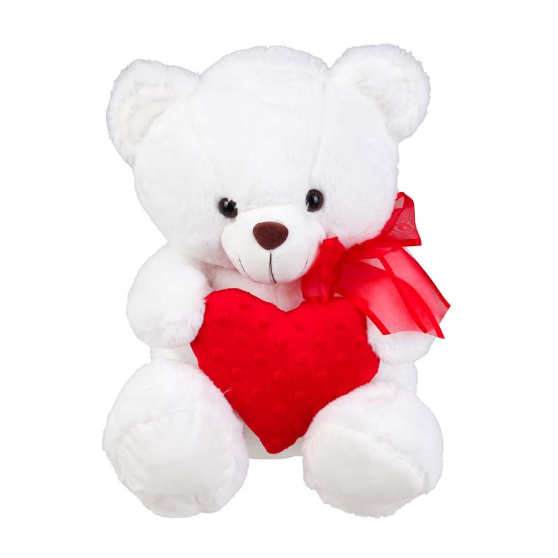 Λούτρινο 40εκ Αρκουδάκι Λευκό Καρδιά Κόκκινη Much Toys (VL224010) -  yuppietoys.gr
