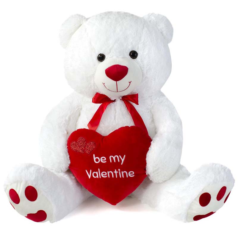 CHRISTAKOPOULOS Λούτρινο Αρκούδα Λευκή Με Καρδιά Be My Valentine 120 Εκ  (59505V) - yuppietoys.gr